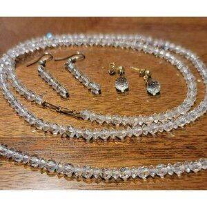 Vintage Rhinestone Jewelry Set Bracelet, Necklace and Earring Fashion Glam RB100